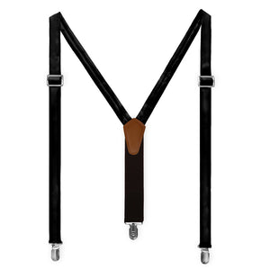 Solid KT Black Suspenders - Full Front View - Knotty Tie Co.