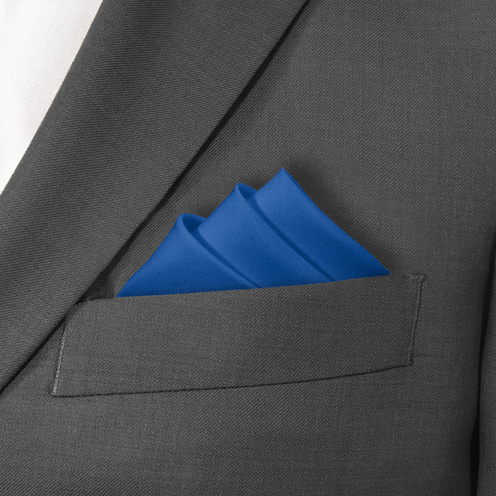 Solid KT Blue Pocket Square - Stairs Fold - Knotty Tie Co.