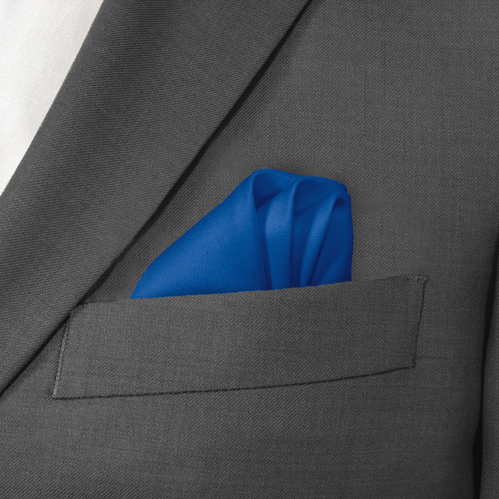 Solid KT Blue Pocket Square - Wave Fold - Knotty Tie Co.