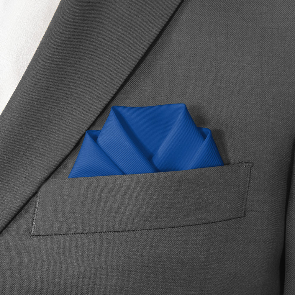 Solid KT Blue Pocket Square - Scalloped Fold - Knotty Tie Co.