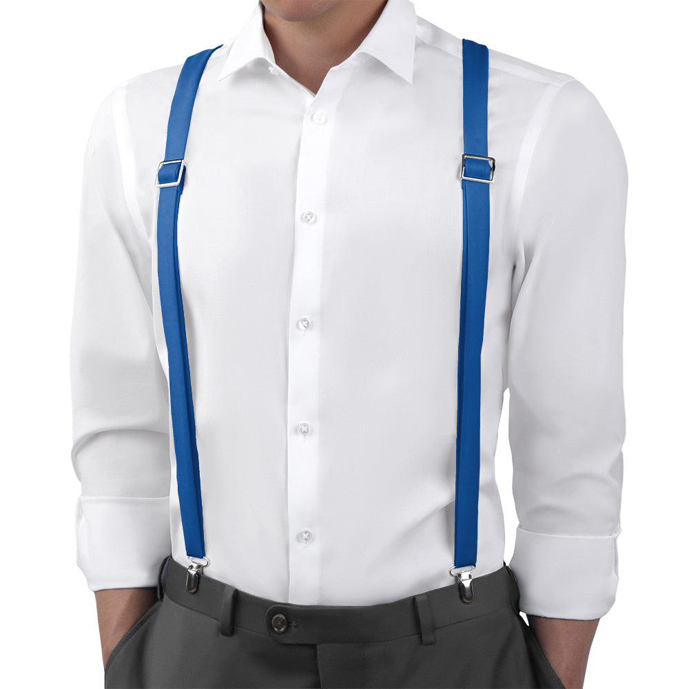 Solid KT Blue Suspenders - Main View - Knotty Tie Co.