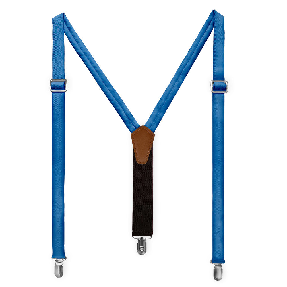 Solid KT Blue Suspenders - Full Front View - Knotty Tie Co.