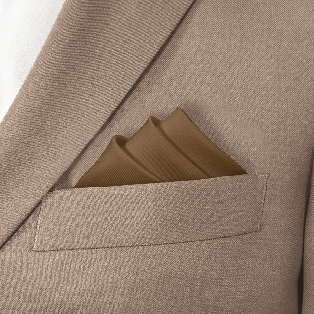 Solid KT Brown Pocket Square - Stairs Fold - Knotty Tie Co.