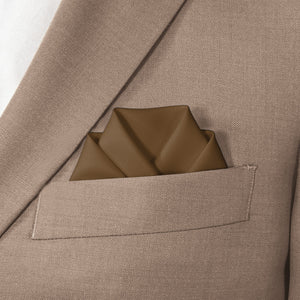 Solid KT Brown Pocket Square - Scalloped Fold - Knotty Tie Co.