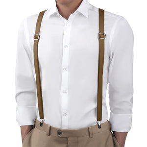 Solid KT Brown Suspenders - On Model Back View - Knotty Tie Co.