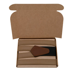 Solid KT Brown Suspenders - Kraft Gift Box Packaging - Knotty Tie Co.