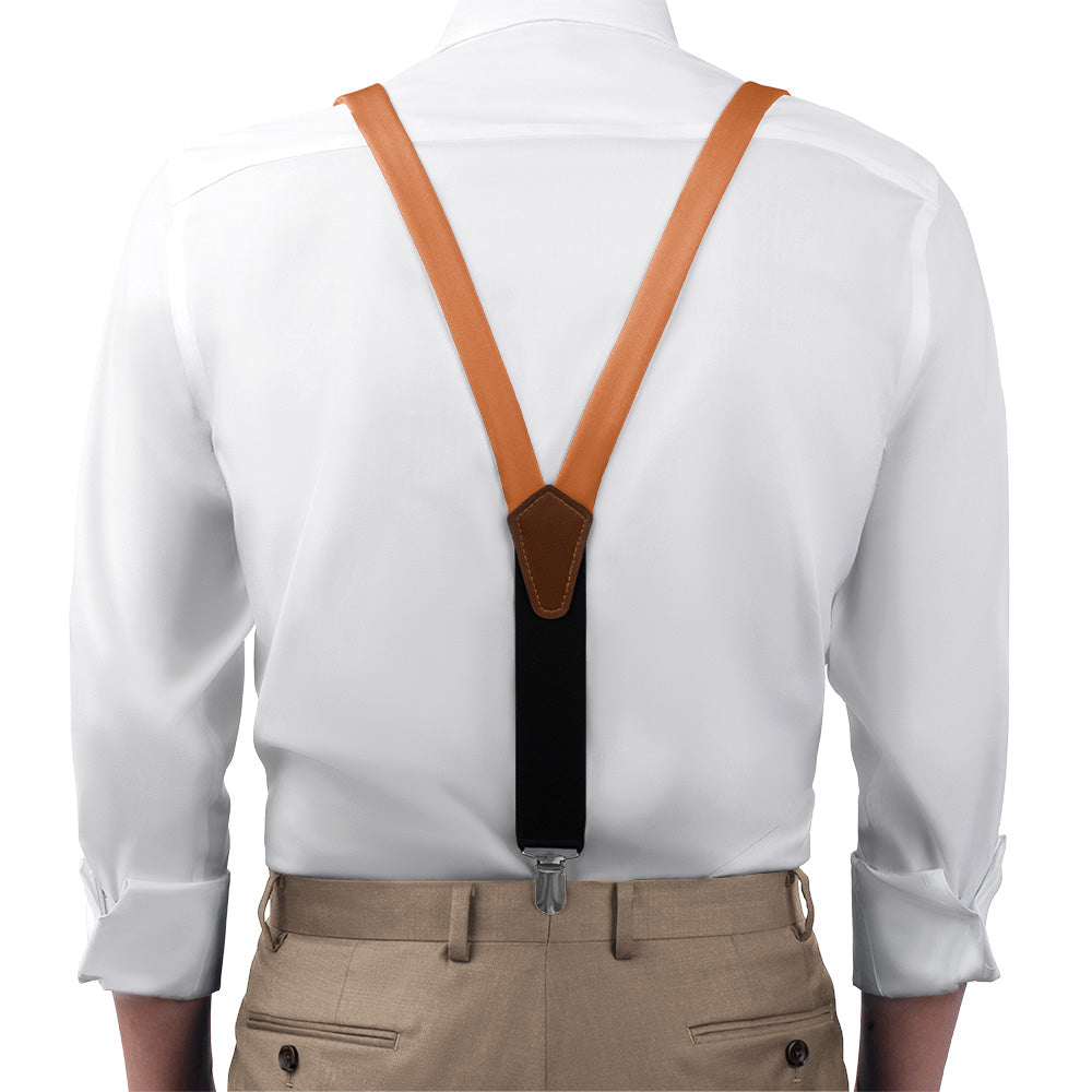 Solid KT Burnt Orange Suspenders - On Model Front View - Knotty Tie Co.