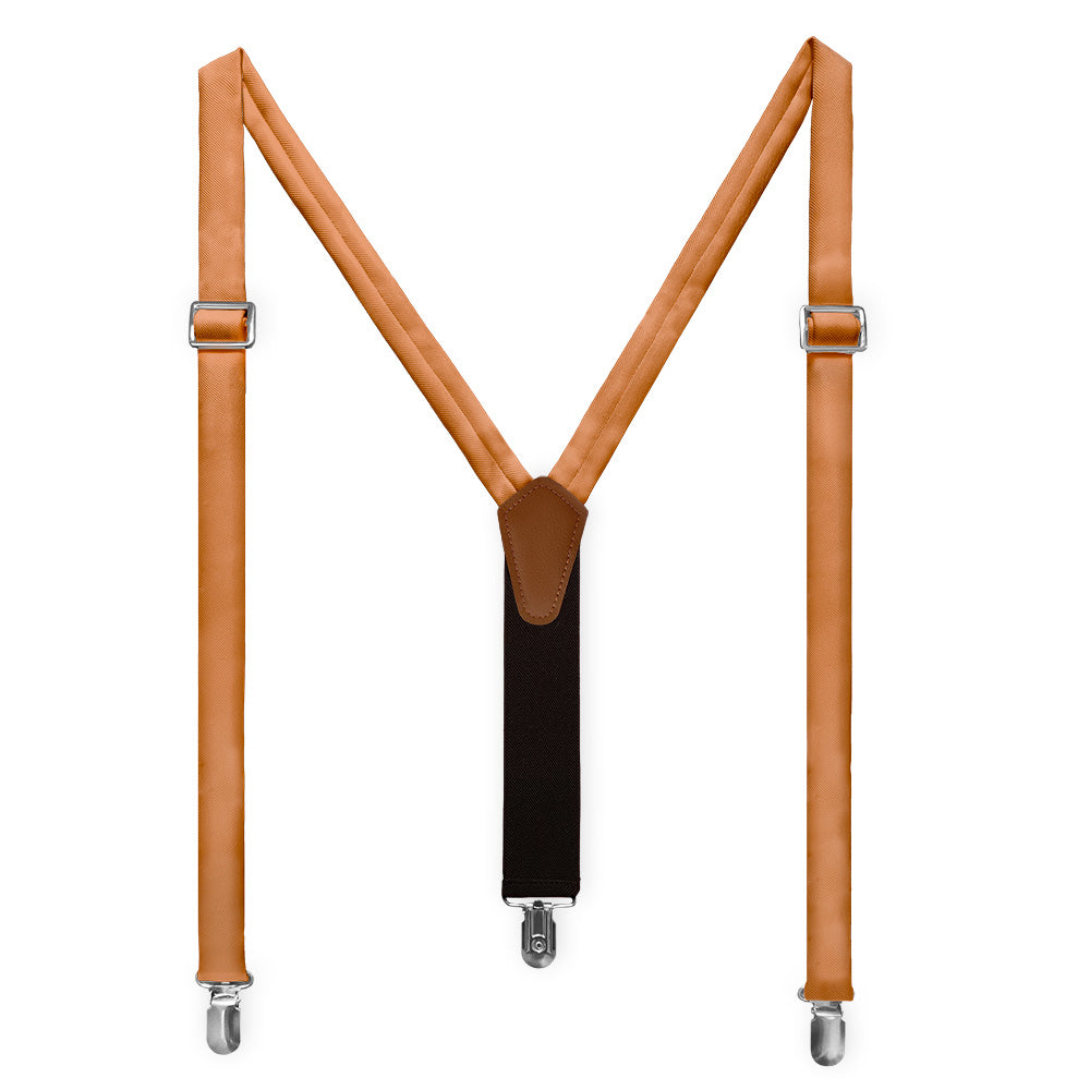 Solid KT Burnt Orange Suspenders - Full Front View - Knotty Tie Co.