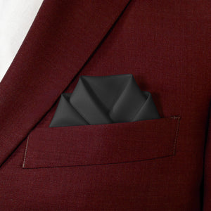 Solid KT Charcoal Pocket Square - Scalloped Fold - Knotty Tie Co.