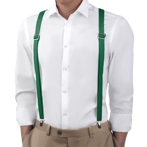 Solid KT Dark Green Suspenders - On Model Back View - Knotty Tie Co.