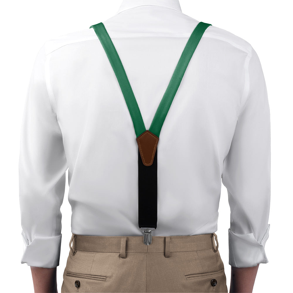 Solid KT Dark Green Suspenders - On Model Front View - Knotty Tie Co.