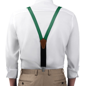 Solid KT Dark Green Suspenders - On Model Front View - Knotty Tie Co.