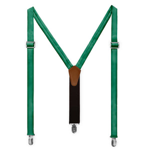 Solid KT Dark Green Suspenders - Full Front View - Knotty Tie Co.