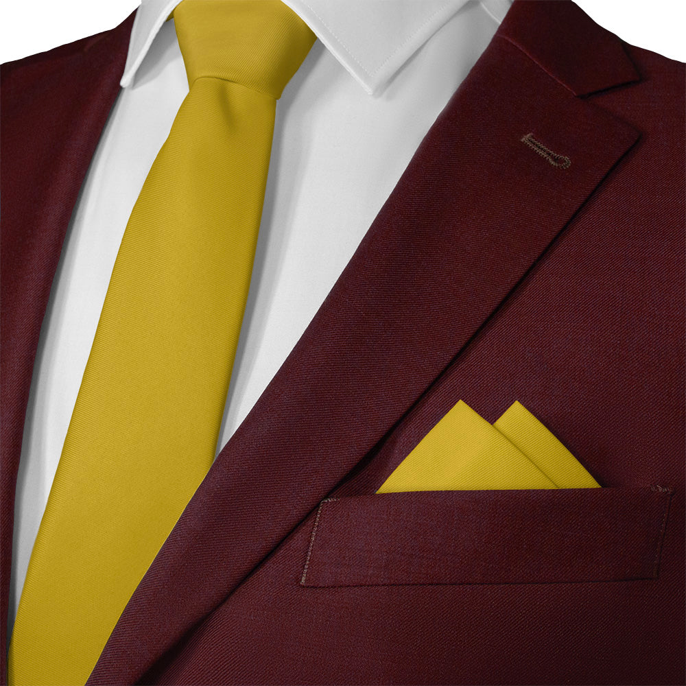 Solid KT Gold Pocket Square - Matching Necktie- Knotty Tie Co.