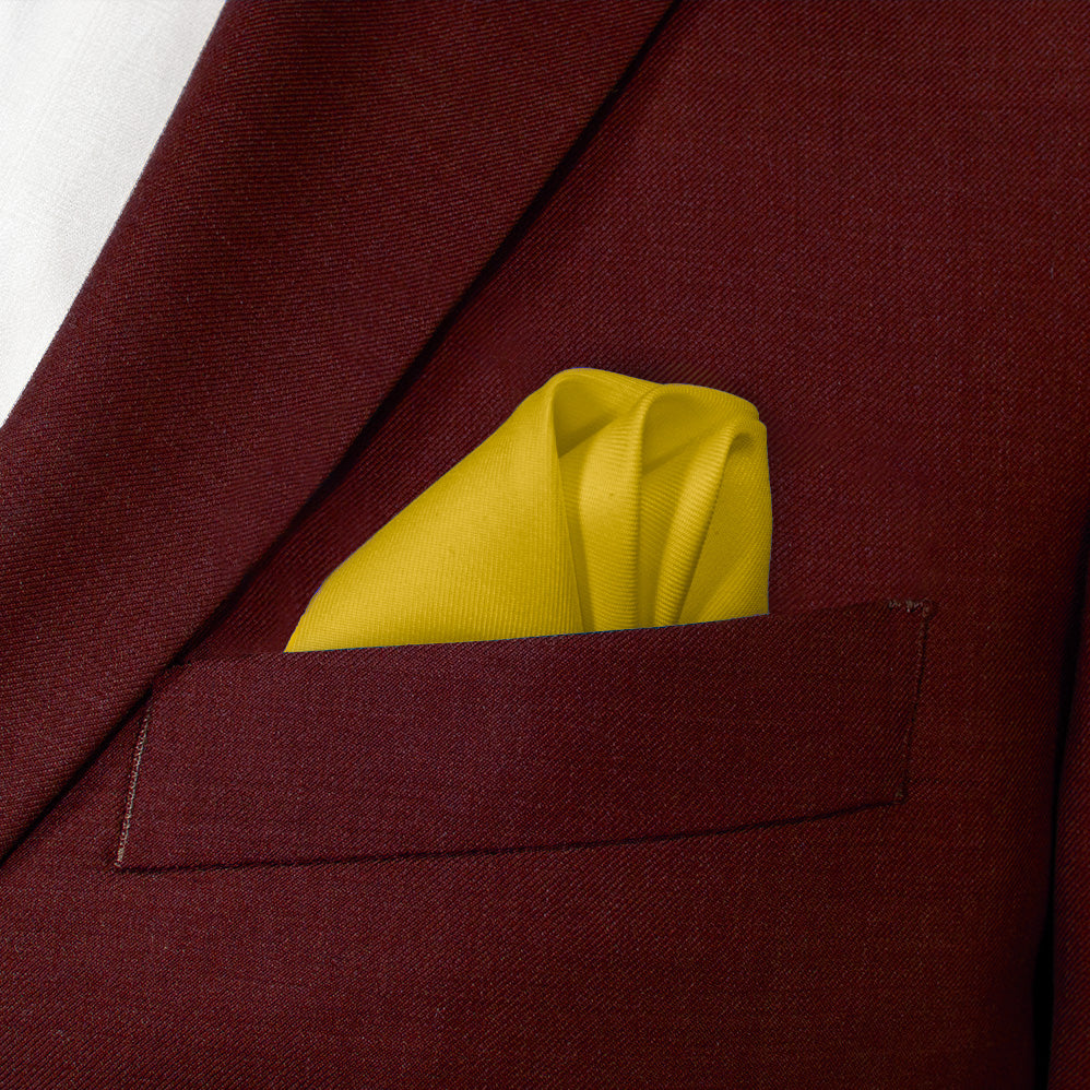 Solid KT Gold Pocket Square - Wave Fold - Knotty Tie Co.