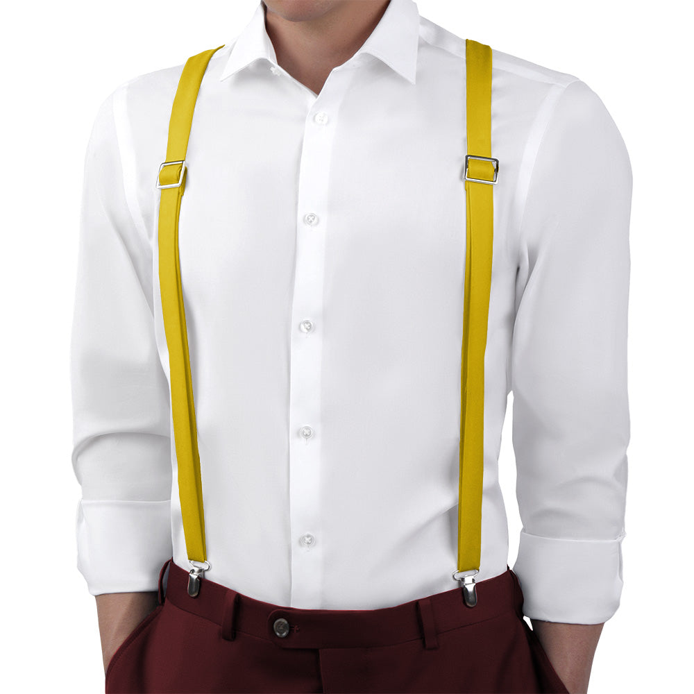 Solid KT Gold Suspenders - Main View - Knotty Tie Co.