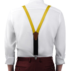 Solid KT Gold Suspenders - On Model Front View - Knotty Tie Co.