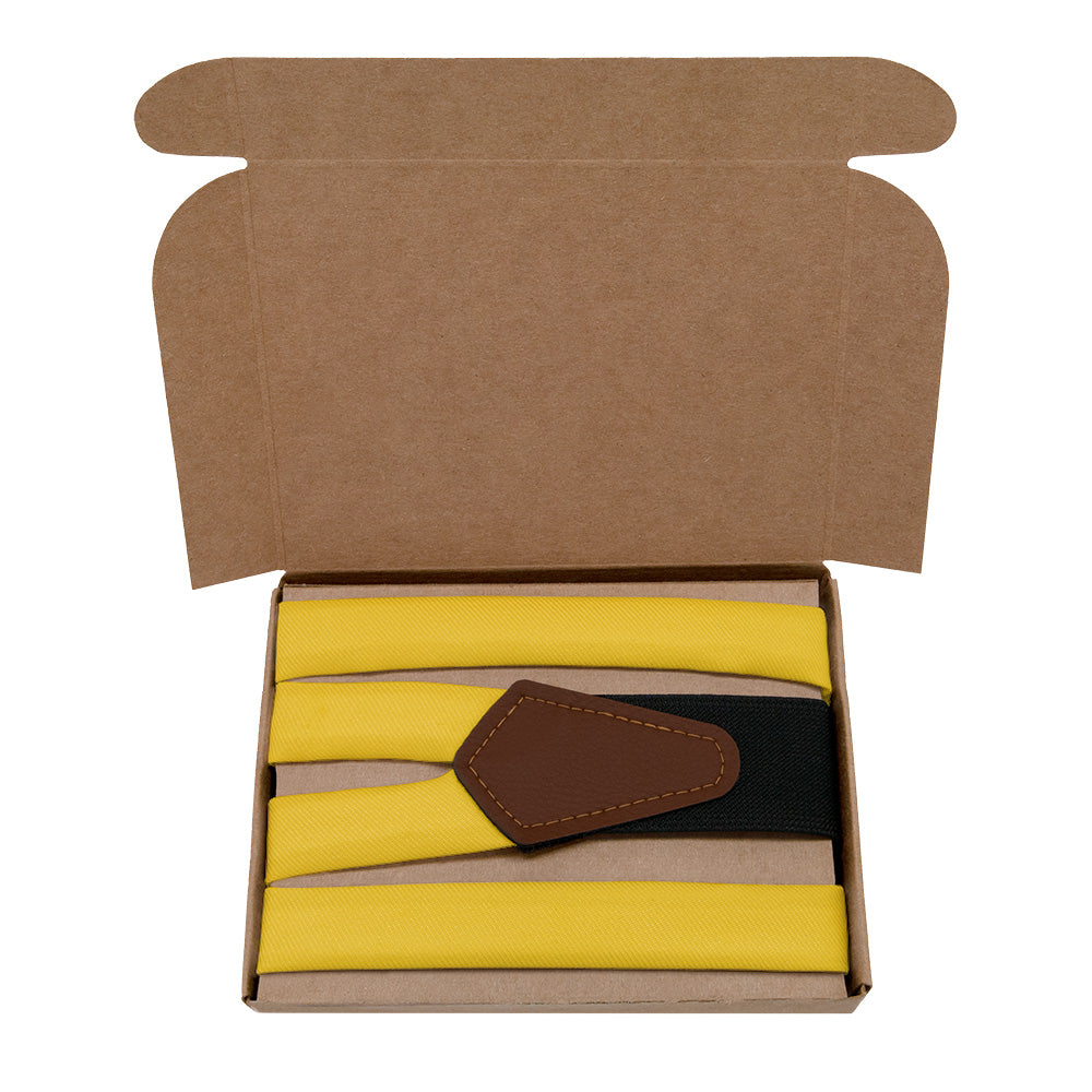 Solid KT Gold Suspenders - Kraft Gift Box Packaging - Knotty Tie Co.