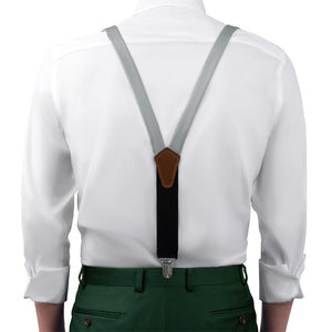 Solid KT Gray Suspenders - On Model Front View - Knotty Tie Co.