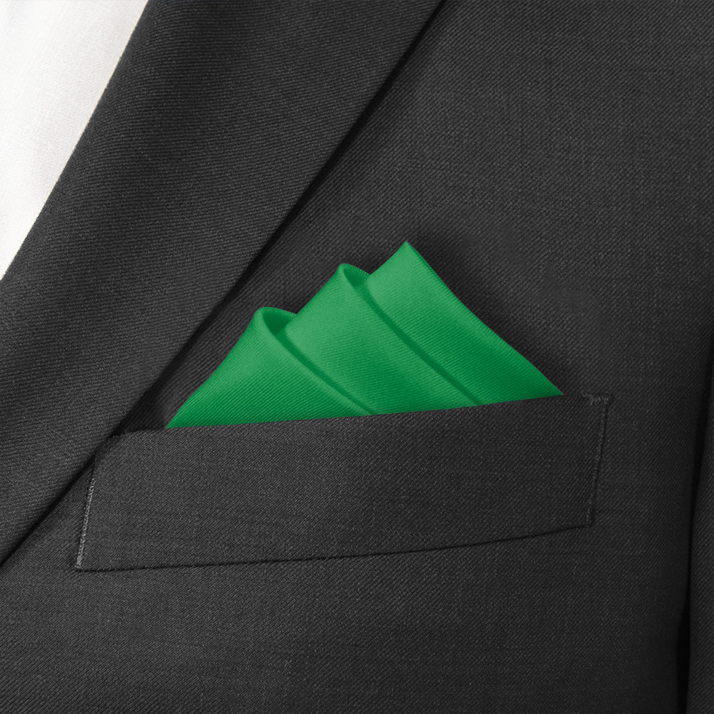 Solid KT Green Pocket Square - Stairs Fold - Knotty Tie Co.