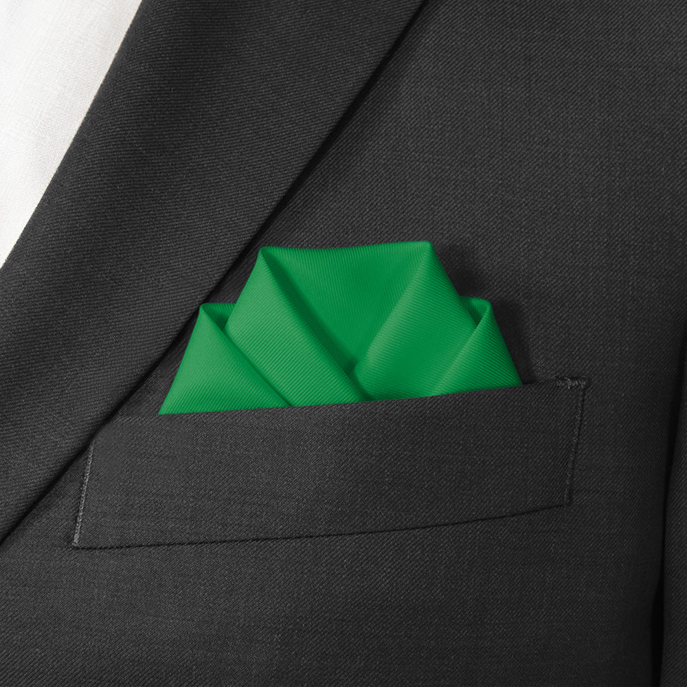 Solid KT Green Pocket Square - Scalloped Fold - Knotty Tie Co.