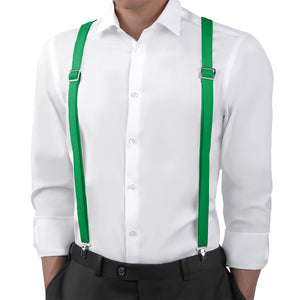 Solid KT Green Suspenders - On Model Back View - Knotty Tie Co.