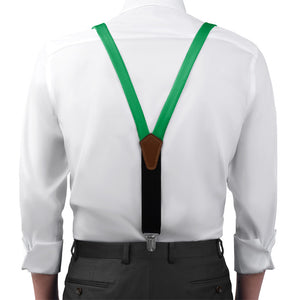 Solid KT Green Suspenders - On Model Front View - Knotty Tie Co.