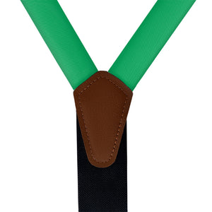 Solid KT Green Suspenders - Vegan Leather Y-Back - Knotty Tie Co.