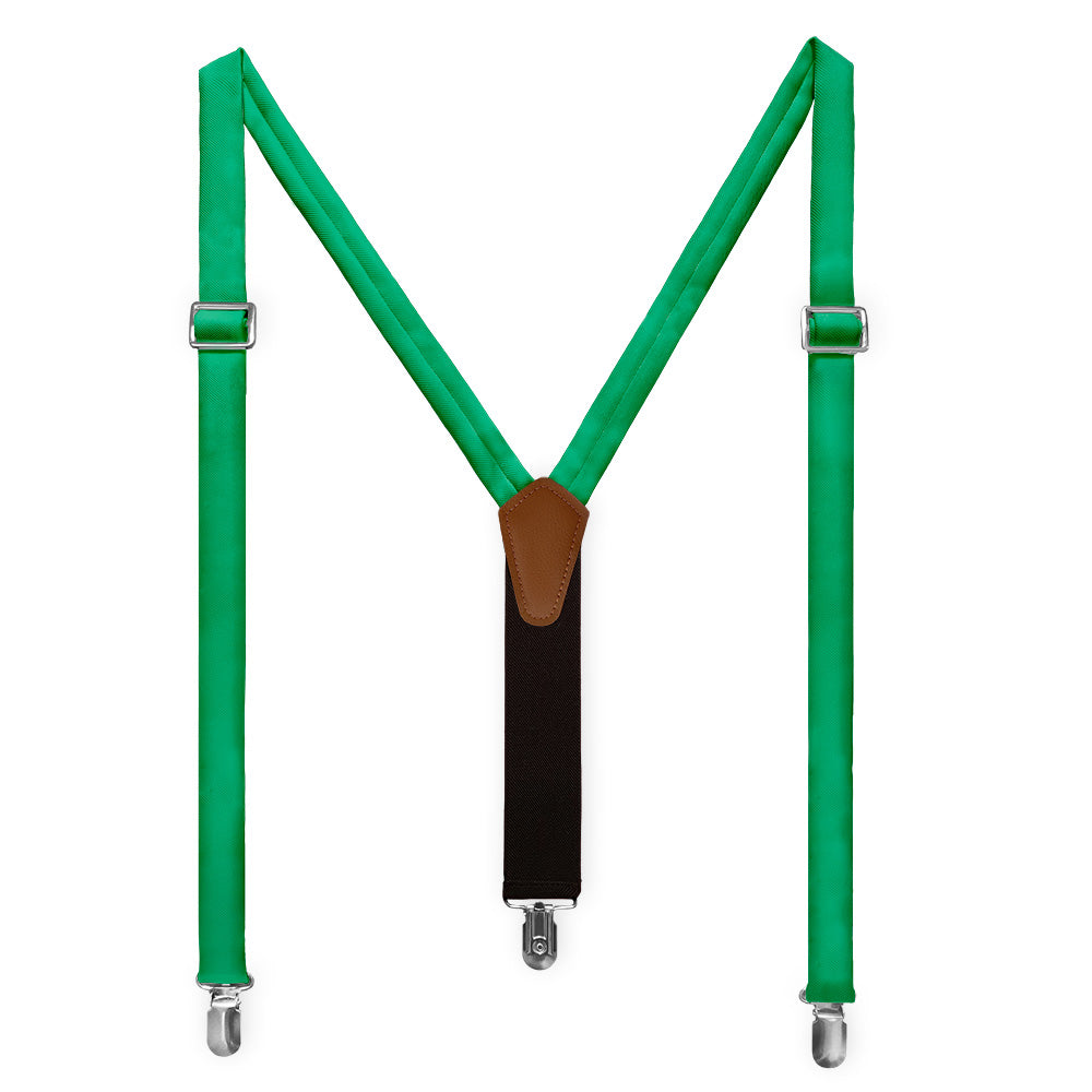 Solid KT Green Suspenders - Full Front View - Knotty Tie Co.
