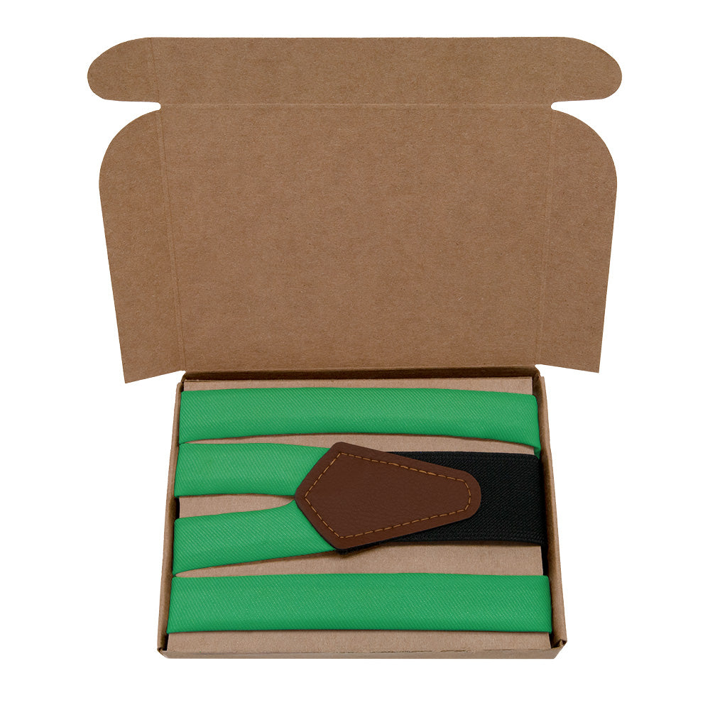 Solid KT Green Suspenders - Kraft Gift Box Packaging - Knotty Tie Co.