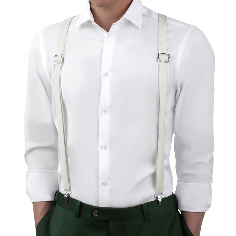 Solid KT Ivory Suspenders - Main View - Knotty Tie Co.