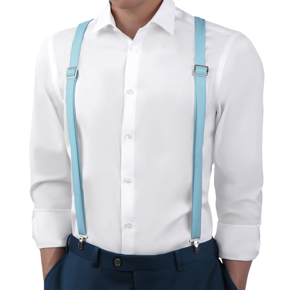 Solid KT Light Blue Suspenders - Main View - Knotty Tie Co.