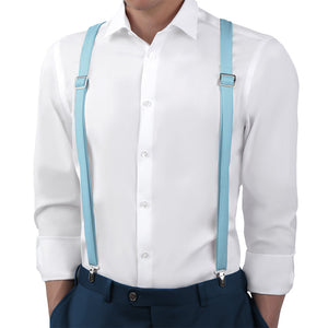 Solid KT Light Blue Suspenders - On Model Back View - Knotty Tie Co.