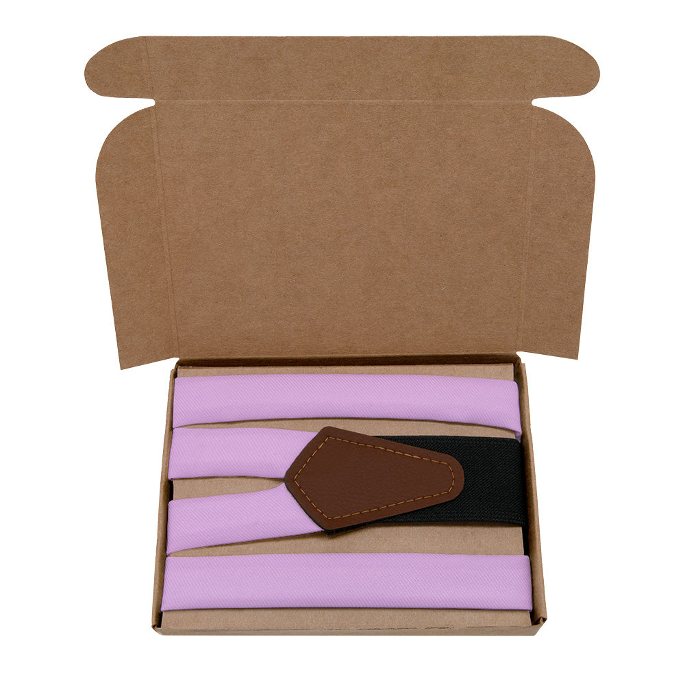 Solid KT Light Purple Suspenders - Kraft Gift Box Packaging - Knotty Tie Co.