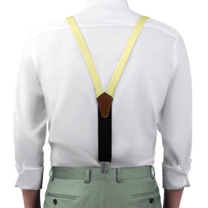 Solid KT Light Yellow Suspenders - On Model Front View - Knotty Tie Co.