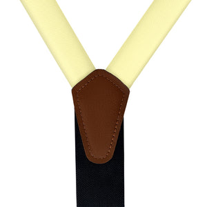 Solid KT Light Yellow Suspenders - Vegan Leather Y-Back - Knotty Tie Co.