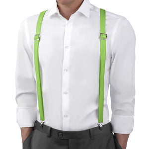 Solid KT Lime Suspenders - On Model Back View - Knotty Tie Co.