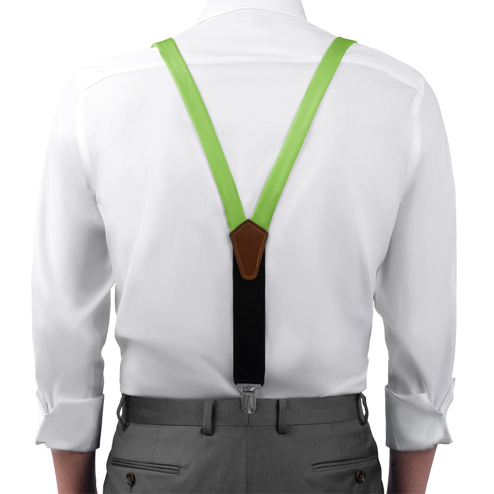 Solid KT Lime Suspenders - On Model Front View - Knotty Tie Co.