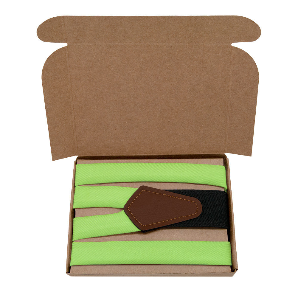 Solid KT Lime Suspenders - Kraft Gift Box Packaging - Knotty Tie Co.