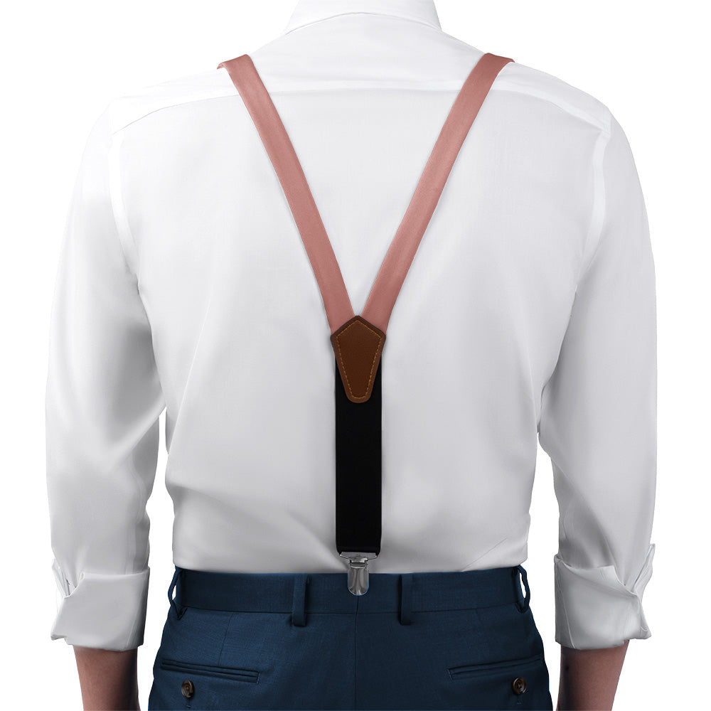 Solid KT Mauve Suspenders - On Model Front View - Knotty Tie Co.