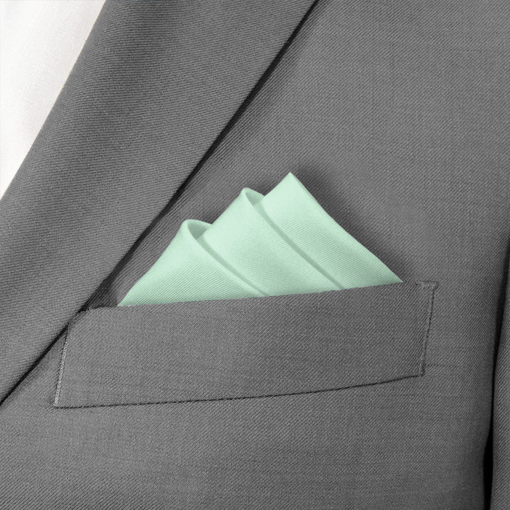 Solid KT Mint Pocket Square - Stairs Fold - Knotty Tie Co.