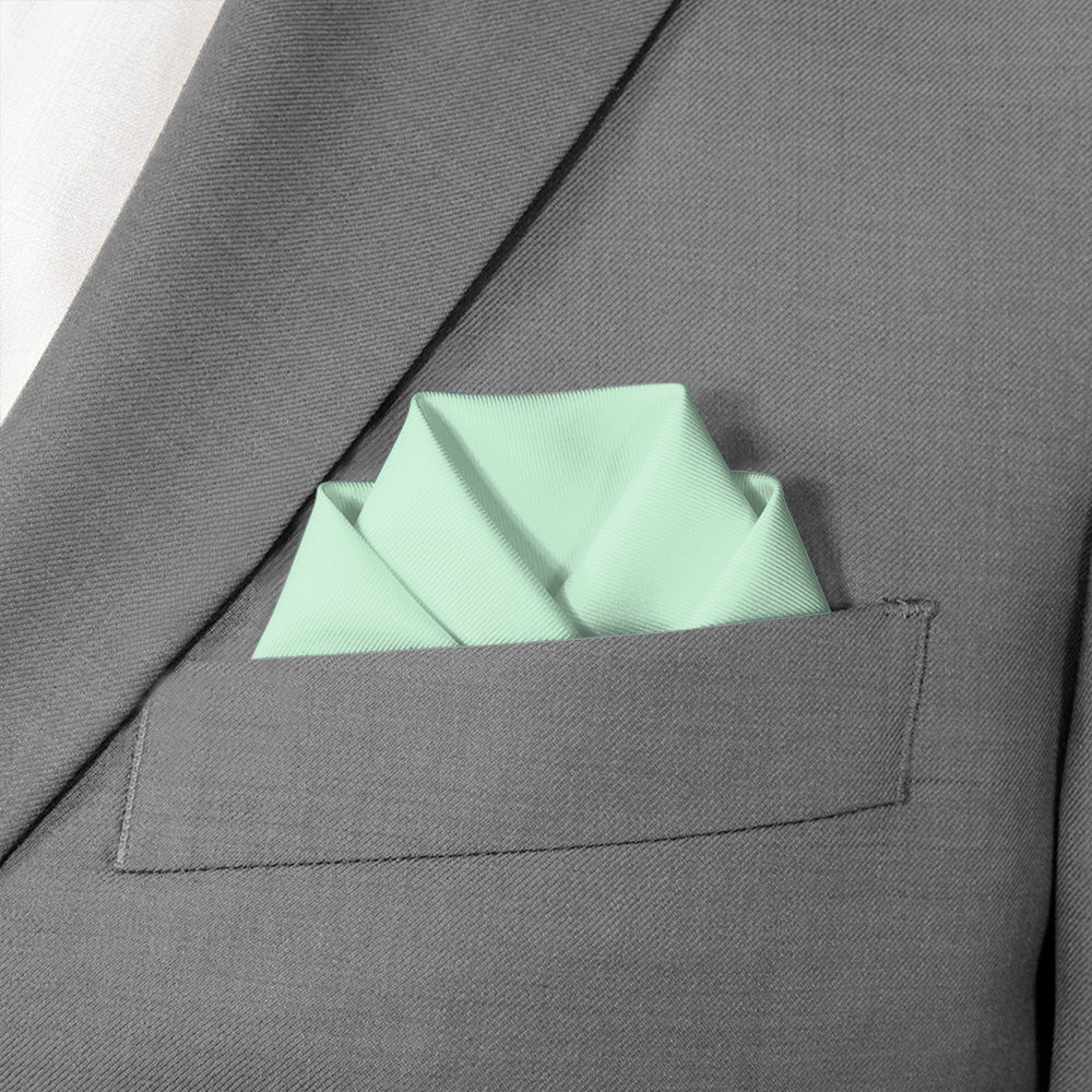 Solid KT Mint Pocket Square - Scalloped Fold - Knotty Tie Co.