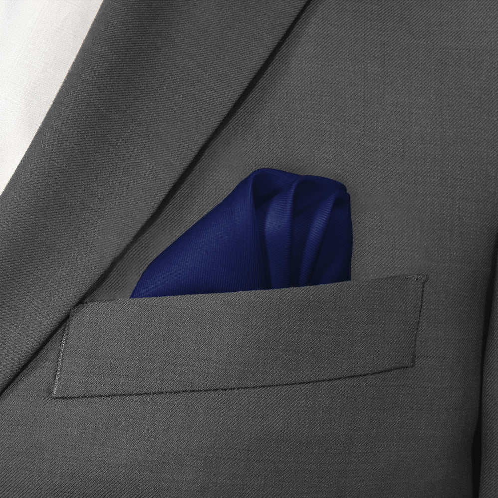 Solid KT Navy Pocket Square - Wave Fold - Knotty Tie Co.