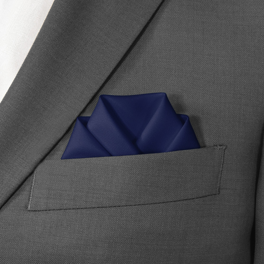 Solid KT Navy Pocket Square - Scalloped Fold - Knotty Tie Co.