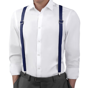 Solid KT Navy Suspenders - On Model Back View - Knotty Tie Co.