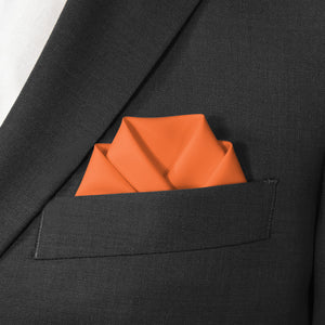 Solid KT Orange Pocket Square - Scalloped Fold - Knotty Tie Co.