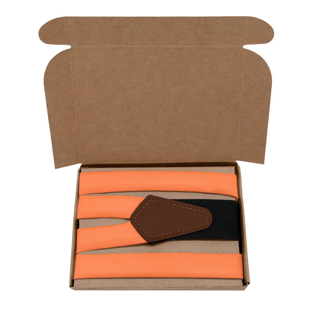 Solid KT Orange Suspenders - Kraft Gift Box Packaging - Knotty Tie Co.