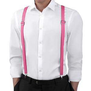 Solid KT Pink Suspenders - On Model Back View - Knotty Tie Co.