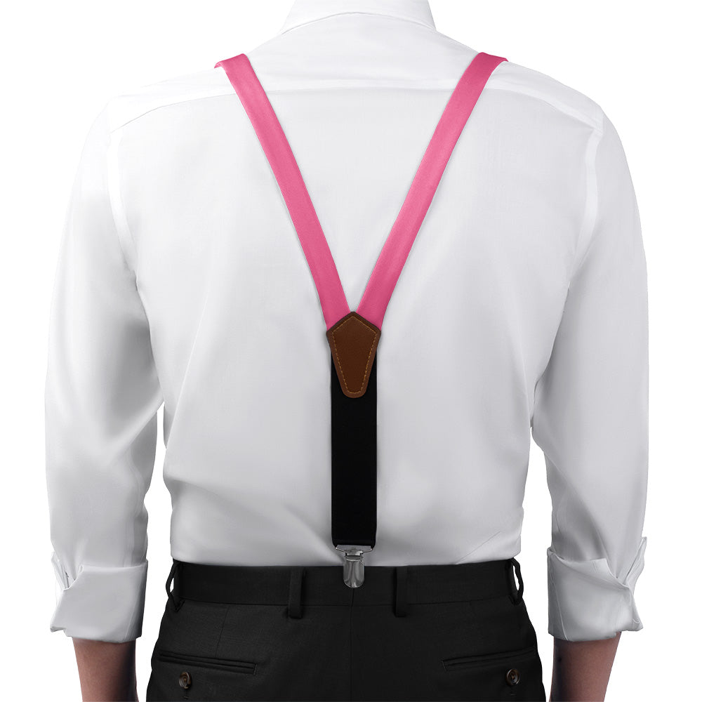 Solid KT Pink Suspenders - On Model Front View - Knotty Tie Co.