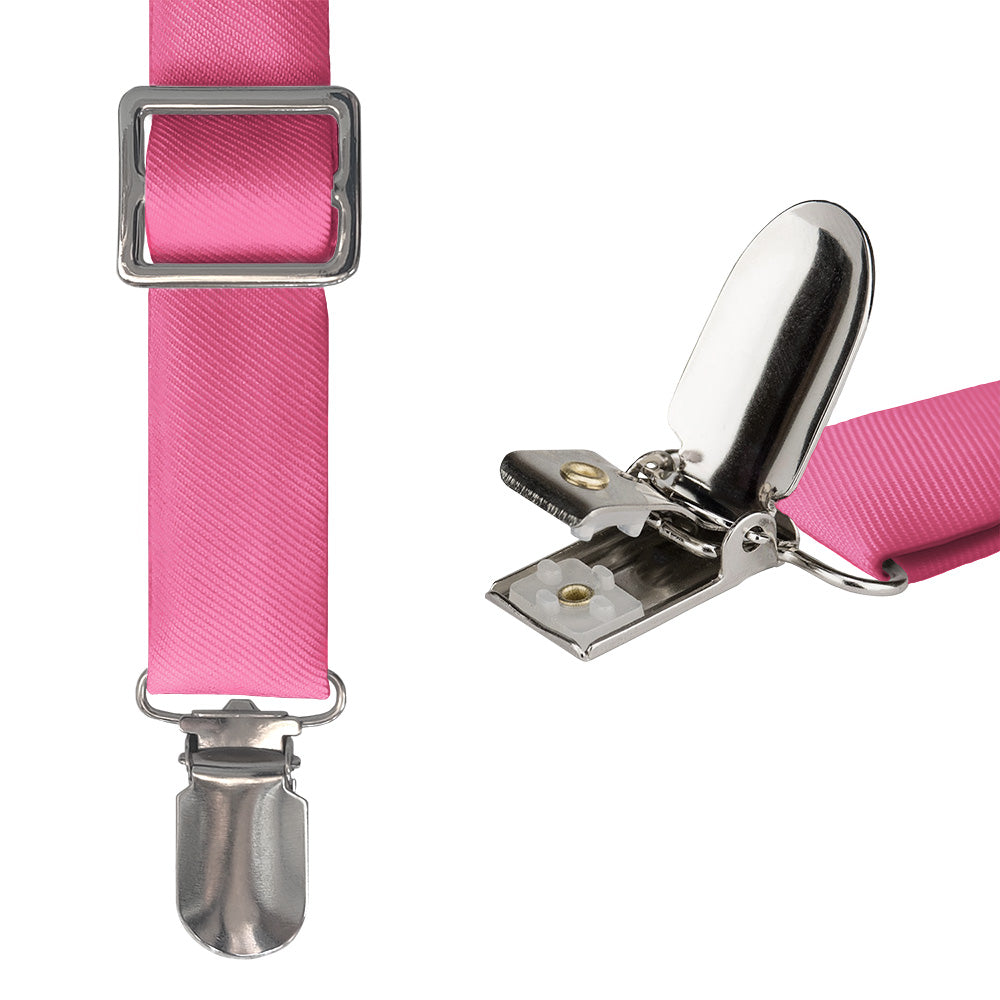 Solid KT Pink Suspenders - Hardware and Strap - Knotty Tie Co.